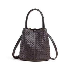 Bolso de cesta de cuero genuino personalizado Bolso de cubo de alto grado Homenaje para mujeres Bolso de estilo de mujer Bolso de mujer Ins
